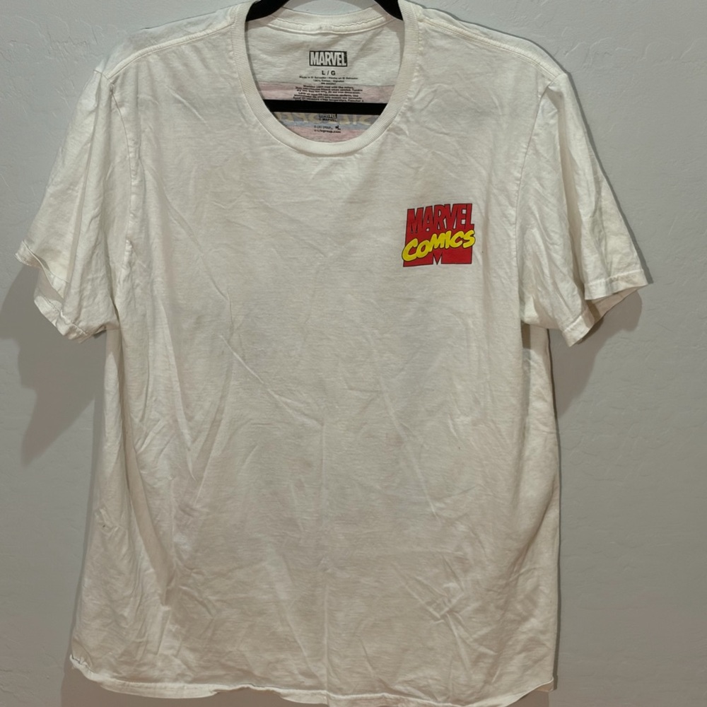 Marvel Comics White Tee with Red and Yellow Logo